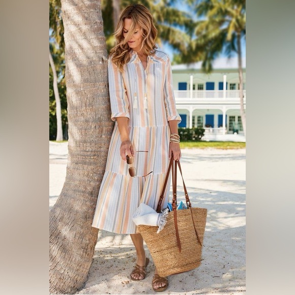 Soft Surroundings Dresses & Skirts - Soft Surroundings Laguna Gauze Midi Tiered Dress